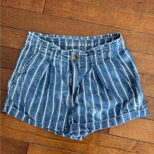 American Eagle Outfitters Denim Striped High Waist Shorts